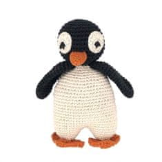 Luna-Leena Kids Odolný tučniak Olivia z organickej bavlny - mäkká hračka - krémová s čiernou 