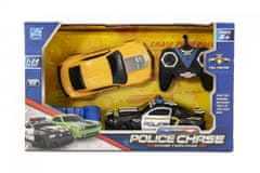 Teddies Auto RC 2ks policajná naháňačka plast žlté 18cm na diaľk. ovl. na bat. so svetlom v krabici 36x22x12
