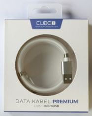 CUBE1 premium dátový kábel USB&gt;microUSB, 1 m LM06-1861B, biela