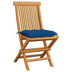 Vidaxl Záhradné stoličky s modrými podložkami 6 ks tíkový masív