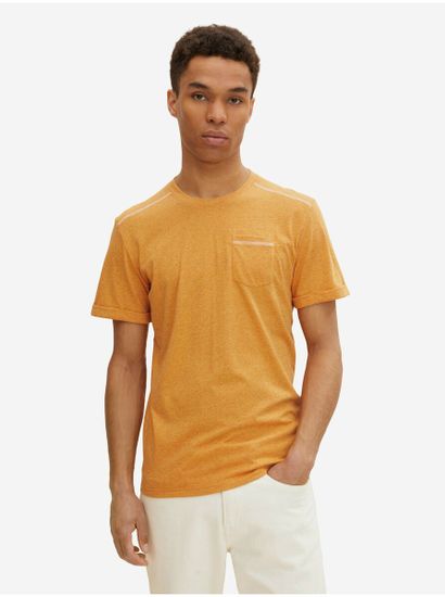 Tom Tailor Oranžové pánske melírované tričko s vrecúškom Tom Tailor