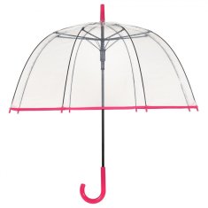 Rejni dámsky neskladací transparentný dáždnik s automatickým otváraním, Fuchsia