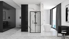 REA Rapid Fold - sprchovací kút so skladacími dverami 90(dvere) x 80(stena) číre sklo, čierny profil, KPL-09901
