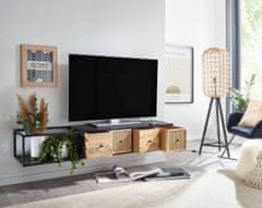 Bruxxi Nástenný televízny stolík Herda, 150 cm, čierna