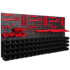 botle Dielenský panel pre nástroje 173 x 78 cm s 74 ks. Krabic zavesené Červené a Čierne Boxy plastová XL