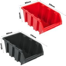 botle Dielenský panel pre nástroje 58 x 78 cm s 28 ks. Krabic zavesené Červené a Čierne Boxy plastová