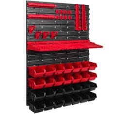 botle Dielenský panel pre nástroje 58 x 78 cm s 28 ks. Krabic zavesené Červené a Čierne Boxy plastová