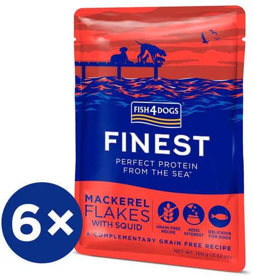 Fish4Dogs Kapsička pre psov Finest makrela s kalmárom 6x 100 g