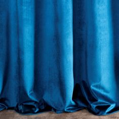 DESIGN 91 Zamatový lesklý záves s riasiacou páskou - Samanta, modrý 140 x 300 cm