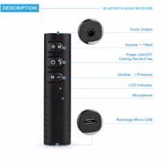 Northix Bluetooth AUX adaptér - Vstavaný mikrofón 