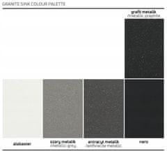 Deante Corda, granitový drez pod dosku 550x460x204 mm, 3,5" + priestorovo úsporný sifón, 1-komorový, biela, ZQA_A10C