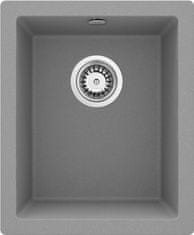 Deante Corda, granitový drez pod dosku 380x460x194 mm, 3,5" + priestorovo úsporný sifón, 1-komorový, šedá, ZQA_S10B