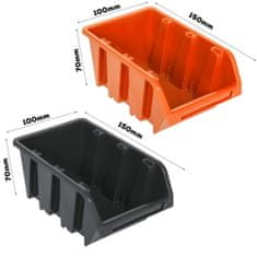 botle Dielenský panel pre nástroje 115 x 78 cm s 44 ks. Krabic zavesené Oranžové a Čierne Boxy plastová