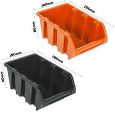 botle Závesný panel na náradie 58 x 39 cm s 6 ks. Krabic nástenné Oranžové a Čierne Boxy plastová