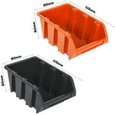 botle Dielenský panel pre nástroje 115 x 78 cm s 56 ks. Krabic zavesené Oranžové a Čierne Boxy plastová
