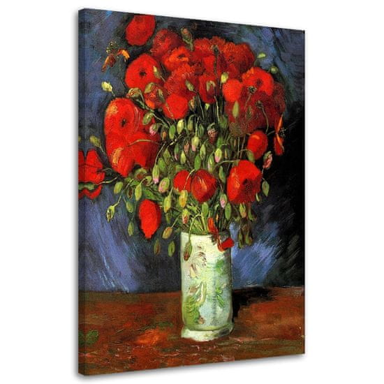 shumee Obraz, Váza s červenými makmi - reprodukcia V. van Gogha - 40x60
