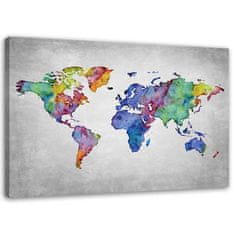 shumee Obraz na plátne, Farebná mapa sveta - 90x60