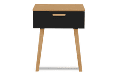 Konsimo Nočný stolík FRISK zásuvka dub čierny 48 x 60 x 46 cm