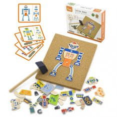 Viga Toys Drevené klincovačky Roboti 45 kusov
