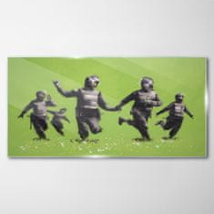 COLORAY.SK Skleneny obraz Banksy zelená 140x70 cm