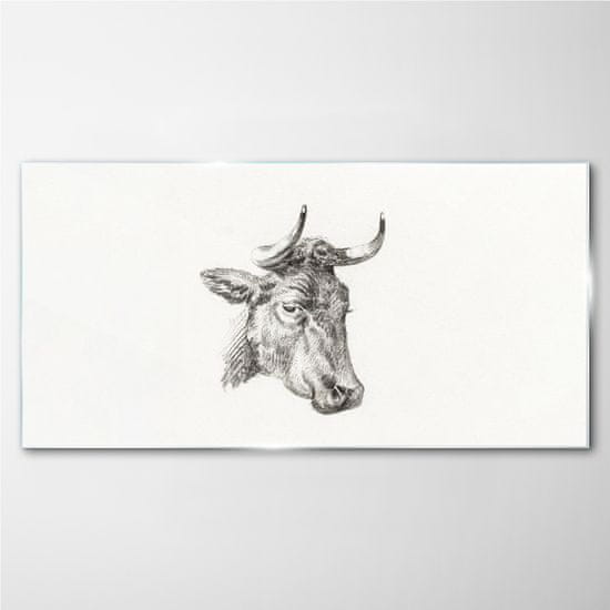 COLORAY.SK Obraz na skle Kreslenie kravy zvierat 140x70 cm