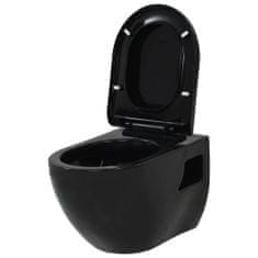 Petromila vidaXL Keramické závesné WC so skrytou nádržou, čierne