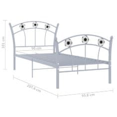 Petromila vidaXL Rám postele s futbalovým dizajnom sivý kov 90x200 cm