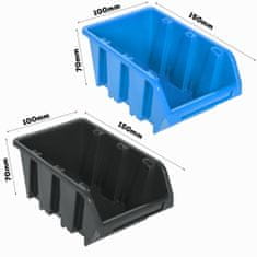 botle Dielenský panel pre nástroje 115 x 78 cm s 44 ks. Krabic zavesené Modré a Čierne Boxy plastová