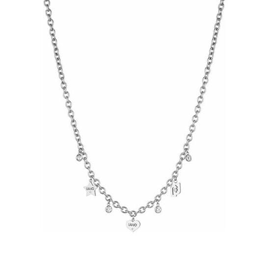 Liu.Jo Štýlový oceľový náhrdelník s príveskami Brilliant LJ1648
