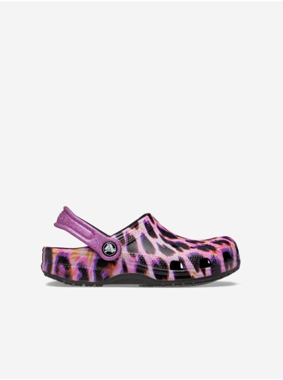 Crocs Fialové dievčenské papuče so zvieracím vzorom Crocs