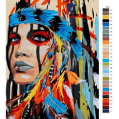 Malujsi Maľovanie podľa čísel - Indiánka s farebnými pierkami - 80x120 cm, bez dreveného rámu