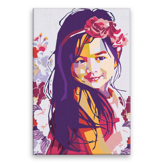 Malujsi Maľovanie podľa čísel - Dievčatko v ružovom - 40x60 cm, bez dreveného rámu