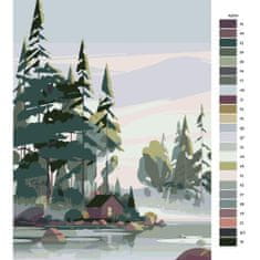 Malujsi Maľovanie podľa čísel - Drevená chata pri rybníku - 40x60 cm, bez dreveného rámu