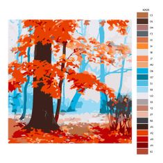 Malujsi Maľovanie podľa čísel - Červené listy - 40x40 cm, bez dreveného rámu
