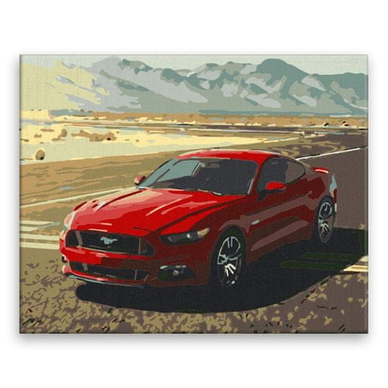 Malujsi Maľovanie podľa čísel - Červený Mustang - 50x40 cm, plátno vypnuté na rám