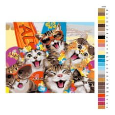 Malujsi Maľovanie podľa čísel - Dovolenka mačiek - 100x80 cm, plátno vypnuté na rám