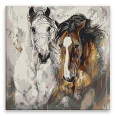 Malujsi Maľovanie podľa čísel - Dva kone na úteku - 40x40 cm, bez dreveného rámu