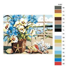 Malujsi Maľovanie podľa čísel - Kvety pri mori - 100x80 cm, plátno vypnuté na rám