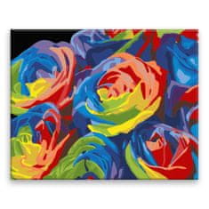 Malujsi Maľovanie podľa čísel - Kvety vo farbách - 100x80 cm, plátno vypnuté na rám