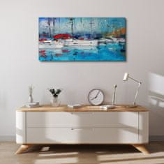 COLORAY.SK Obraz na plátně Obraz na plátně Prístavné lode modrá voda 120x60 cm