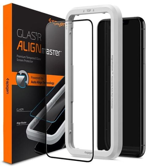 Spigen ochranné sklo AlignMaster FC pro Apple iPhone 11 Pro Max, čierna
