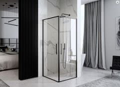 REA ABRA MATTE rohový otvárací sprchový kút 90 x 90 cm, čierny profil / číre sklo, REA-K5502
