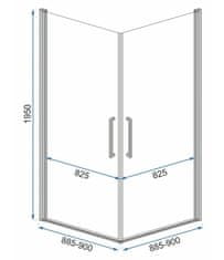 REA ABRA MATTE rohový otvárací sprchový kút 90 x 90 cm, čierny profil / číre sklo, REA-K5502