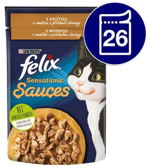 Felix Sensations Sauces s morkou v omáčke s príchuťou slaniny 26 x 85 g