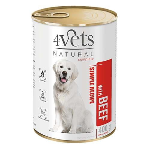 4VETS NATURAL SIMPLE RECIPE s hovädzím mäsom 400g konzerva pre psov