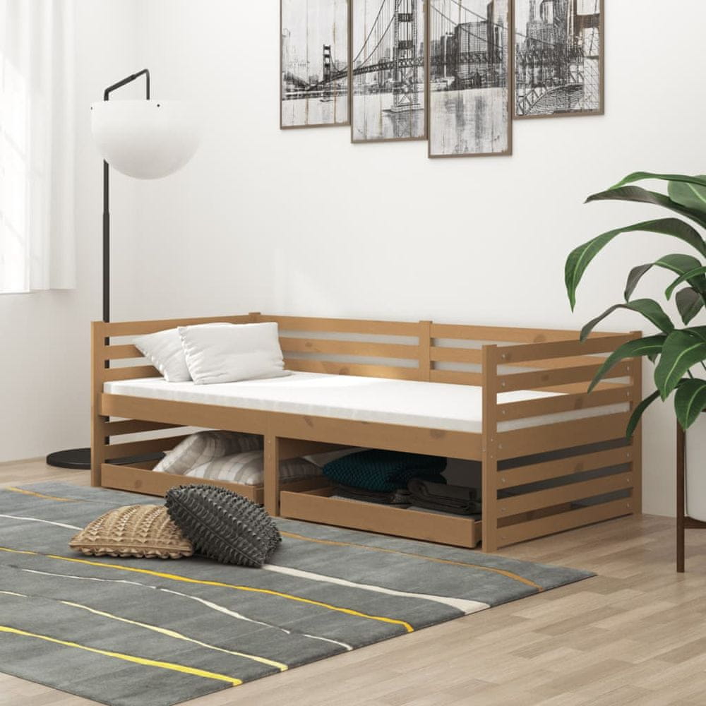 Petromila vidaXL Denná posteľ so zásuvkami 90x200 cm, medová, borovicový masív