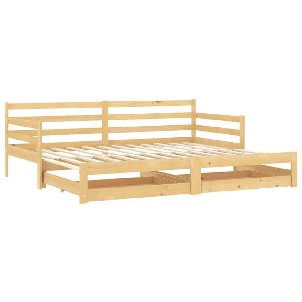 Vidaxl Rozkladacia denná posteľ 2x(90x200) cm, borovicový masív