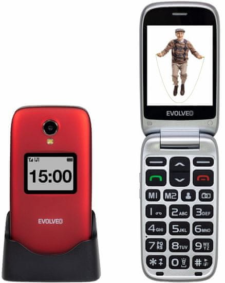 Evolveo EasyPhone FP, červený - rozbalené