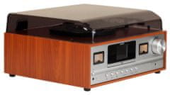 Denver MRD-52LIGHTWOOD Hudobný systém s gramofónmi, FM a DAB+ rádiom, CD prehrávačom a veľkým prehľadným farebným displejom.