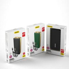 DUDAO K4Pro USB Power Bank 20000mAh + kábel Lightning / USB-C / Micro USB, čierny/zlatý